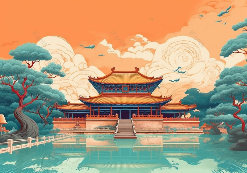 北京故宫古建筑太和殿著名景点绘画插画图背景图,插画/手绘图,插画/手绘图库,插画/手绘图下载,插画/手绘